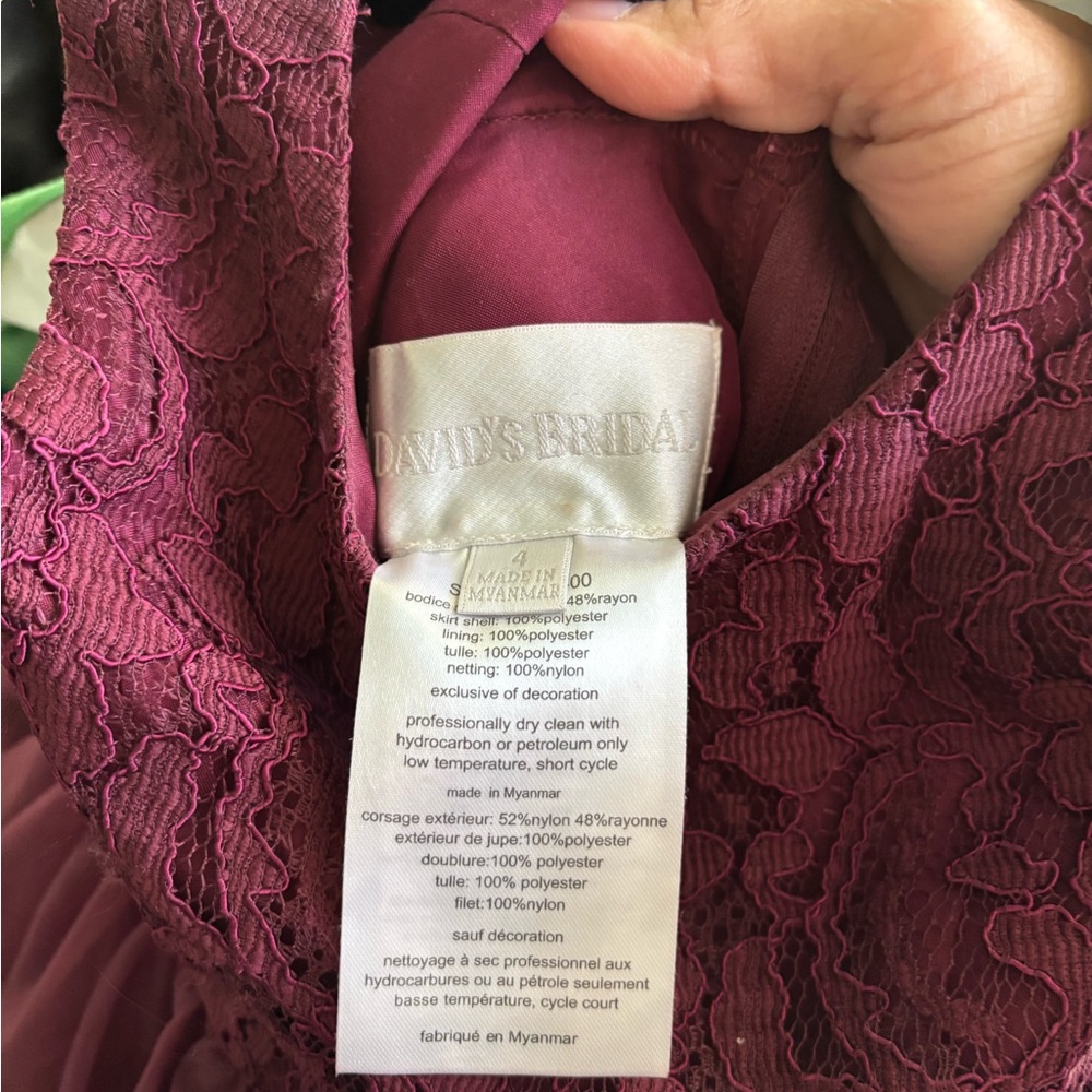 David's Bridal Burgundy Lace Dress - Kids size 7